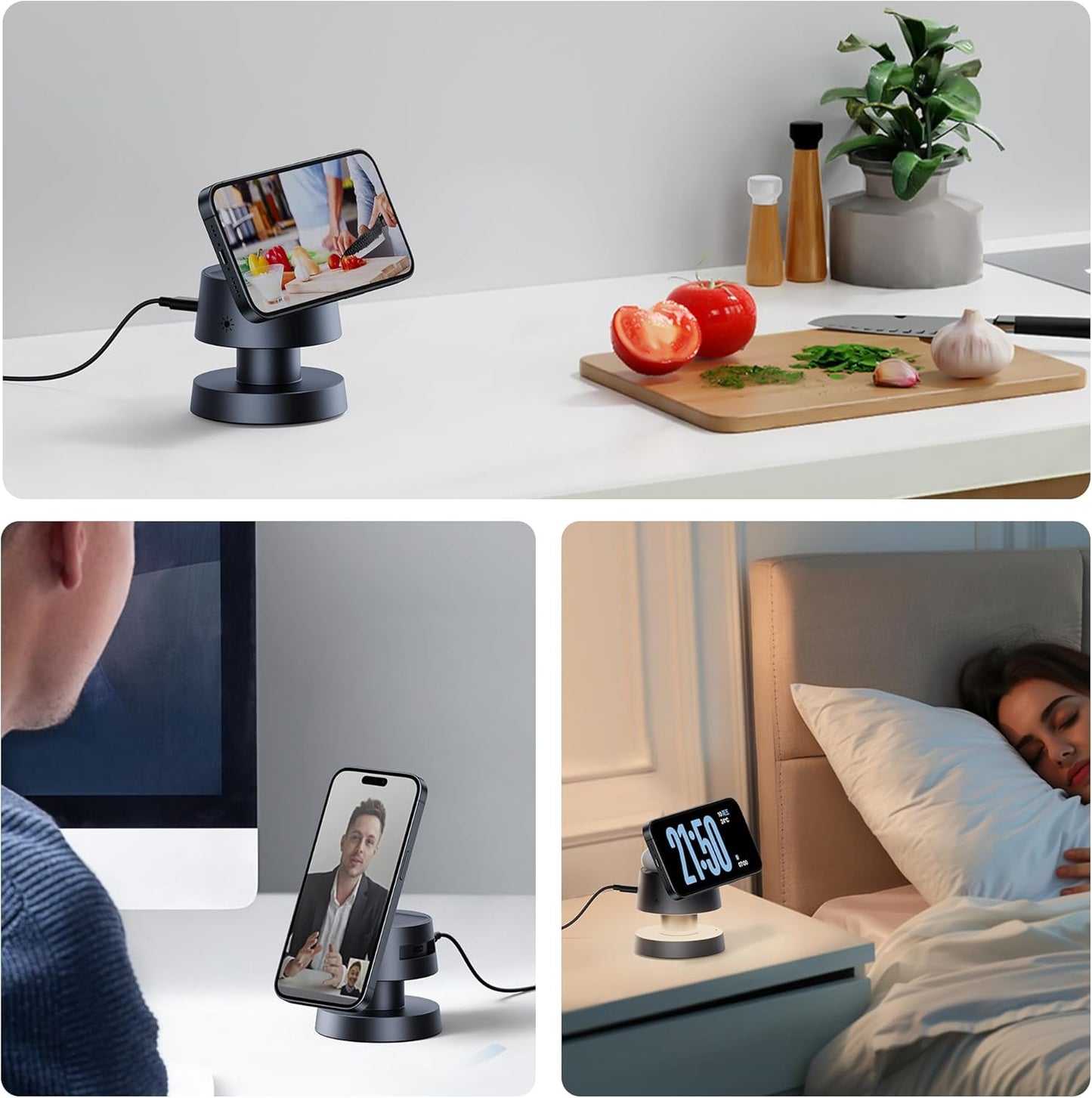 Nooit meer losse kabels: 4-in-1 MagSafe Snellader met Nachtlampje voor iPhone, Apple Watch & AirPods