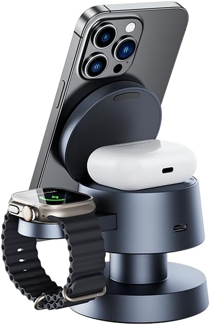 Nooit meer losse kabels: 4-in-1 MagSafe Snellader met Nachtlampje voor iPhone, Apple Watch & AirPods
