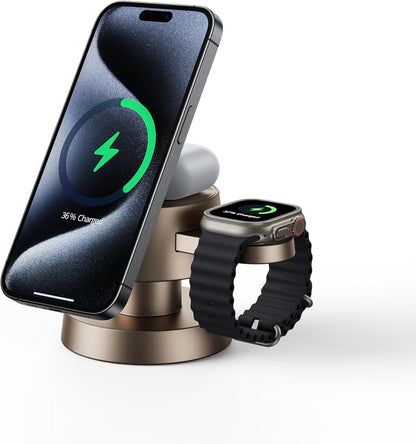 Nooit meer losse kabels: 4-in-1 MagSafe Snellader met Nachtlampje voor iPhone, Apple Watch & AirPods