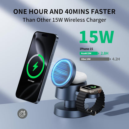 Nooit meer losse kabels: 4-in-1 MagSafe Snellader met Nachtlampje voor iPhone, Apple Watch & AirPods
